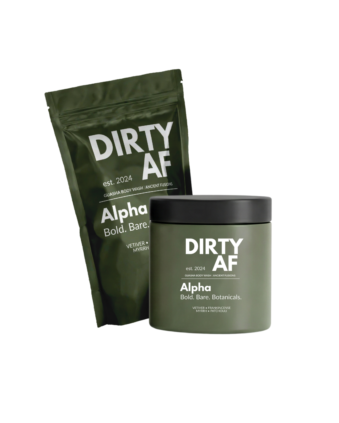Alpha Dirty Duo Bundle. 1 x Tub, 1 x Pouch